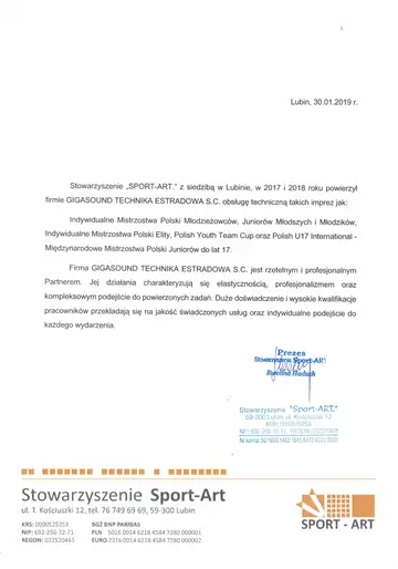 List referencyjny dla GIGASOUND