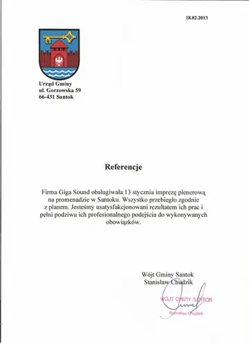 List referencyjny dla GIGASOUND